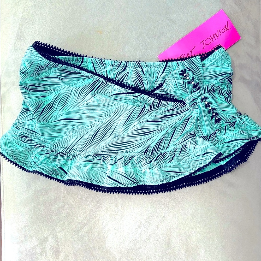 BETSEY JOHNSON Swim Teal Black
Rhinestone Bow Bikini. Size Small Top & Bottom - Picture 6 of 12